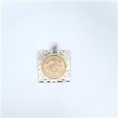 Two Tone Sterling/10K Aztec Calendar Pendant
